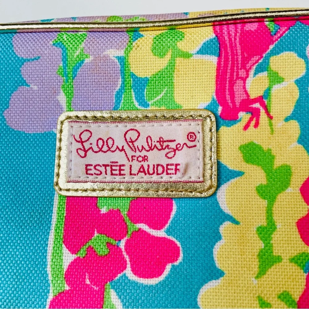 🎯3/$10 Lilly Pulitzer for Estee Lauder Floral Cosmetic Bag Vibrant Multicolor